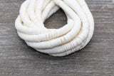 8mm White Heishi Beads, White Polymer Clay Disc Beads, African Disc Beads, Vinyl Heishi, 16 inch Strand #198