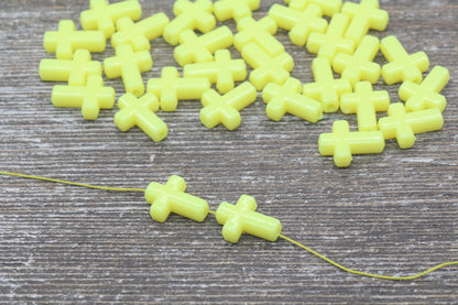 Pastel Yellow Cross Beads, Acrylic Pastel Color Cross Beads, Plastic Cross Beads, Bracelet Beads #1464