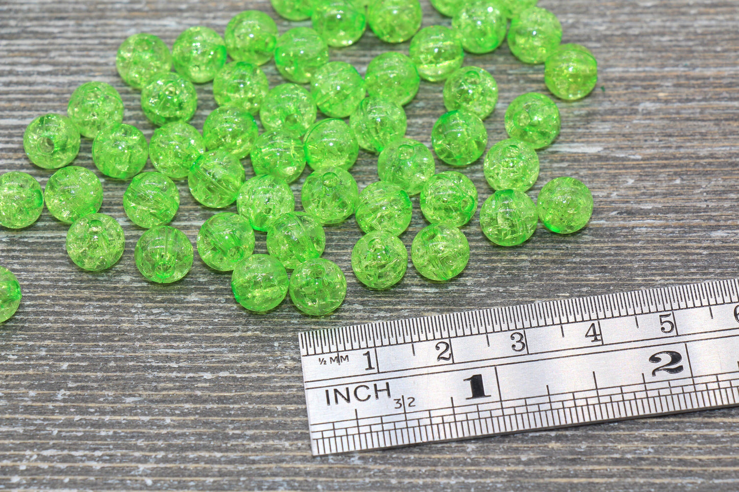 8mm Light Green Crackle Gumball Beads, Acrylic Crackle Loose Beads, Bubblegum Beads, Chunky Beads, Smooth Round Plastic Beads #1519