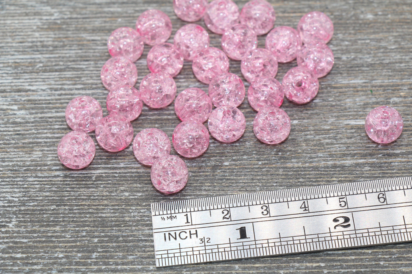 10mm Pink Crackle Gumball Beads, Acrylic Crackle Round Beads, Bubblegum Beads for Jewelry Making #1533