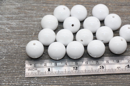 18mm White Gumball Beads, Round Acrylic Bubblegum Beads for Jewelry Making #1661