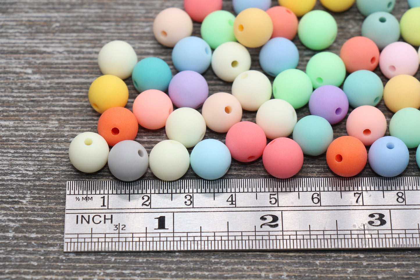 10mm Matte Pastel Multicolored Gumball Beads, Round Acrylic Loose Beads, Frosted Bubblegum Beads, Chunky Beads, Round Plastic Beads #141