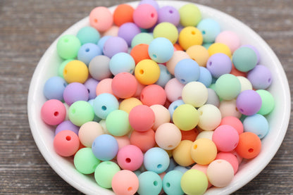 12mm Matte Pastel Multicolored Gumball Beads, Round Acrylic Loose Beads, Frosted Bubblegum Beads, Chunky Beads, Round Plastic Beads #149