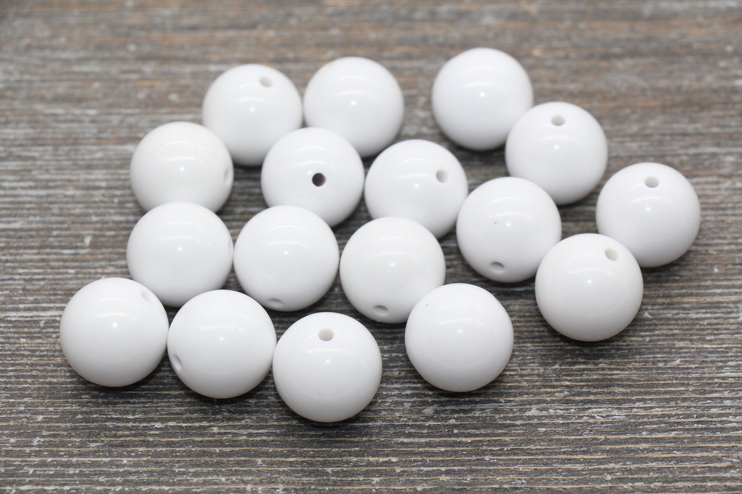 18mm White Gumball Beads, Round Acrylic Bubblegum Beads for Jewelry Making #1661