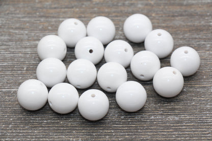 18mm White Gumball Beads, Round Acrylic Bubblegum Beads for Jewelry Making #1661