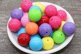 20mm Multicolor Gumball Beads, Round Acrylic Loose Beads, Solid Bubblegum Beads, Chunky Beads, Smooth Round Plastic Beads #1674