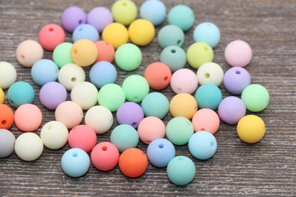 10mm Matte Pastel Multicolored Gumball Beads, Round Acrylic Loose Beads, Frosted Bubblegum Beads, Chunky Beads, Round Plastic Beads #141