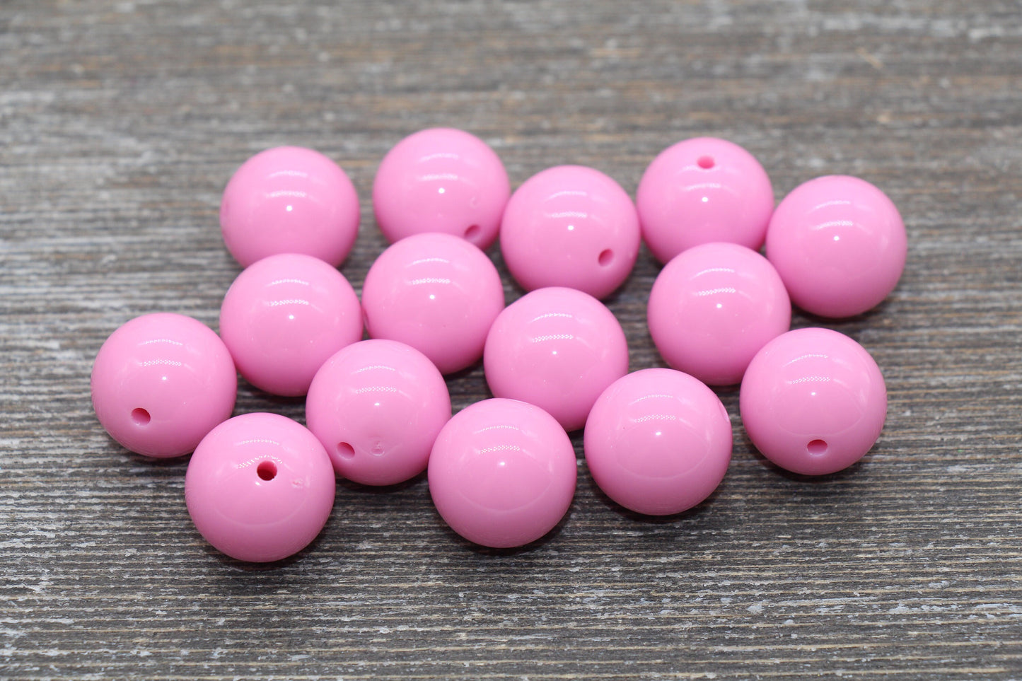 18mm Pink Gumball Beads, Round Acrylic Loose Beads, Solid Bubblegum Beads, Chunky Beads, Smooth Round Plastic Beads #1681