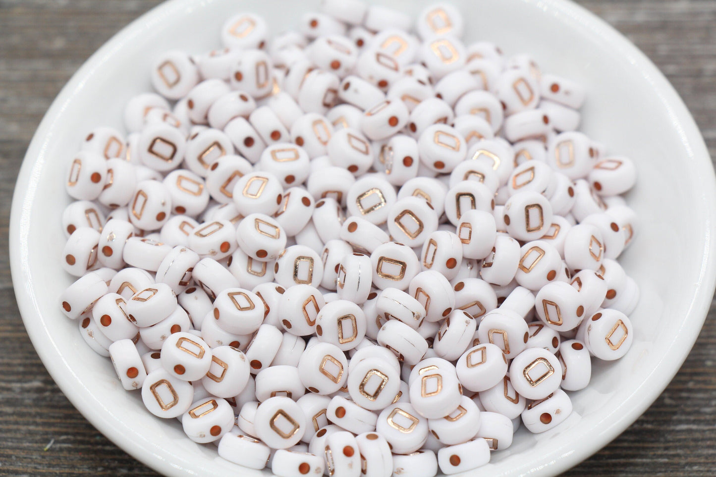 Letter D Alphabet Beads, Rose Gold Letter D Beads, Individual Letter D Beads, Acrylic Round Letter Beads, Name Initial Beads, Size 7mm