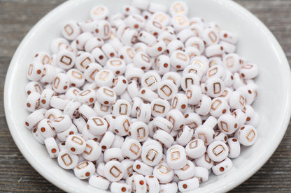 Letter D Alphabet Beads, Rose Gold Letter D Beads, Individual Letter D Beads, Acrylic Round Letter Beads, Name Initial Beads, Size 7mm