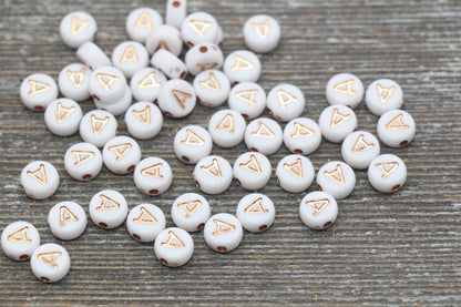 Letter A Alphabet Beads, Rose Gold Letter A Beads, Individual Letter A Beads, Acrylic Round Letter Beads, Name Initial Beads, Size 7mm