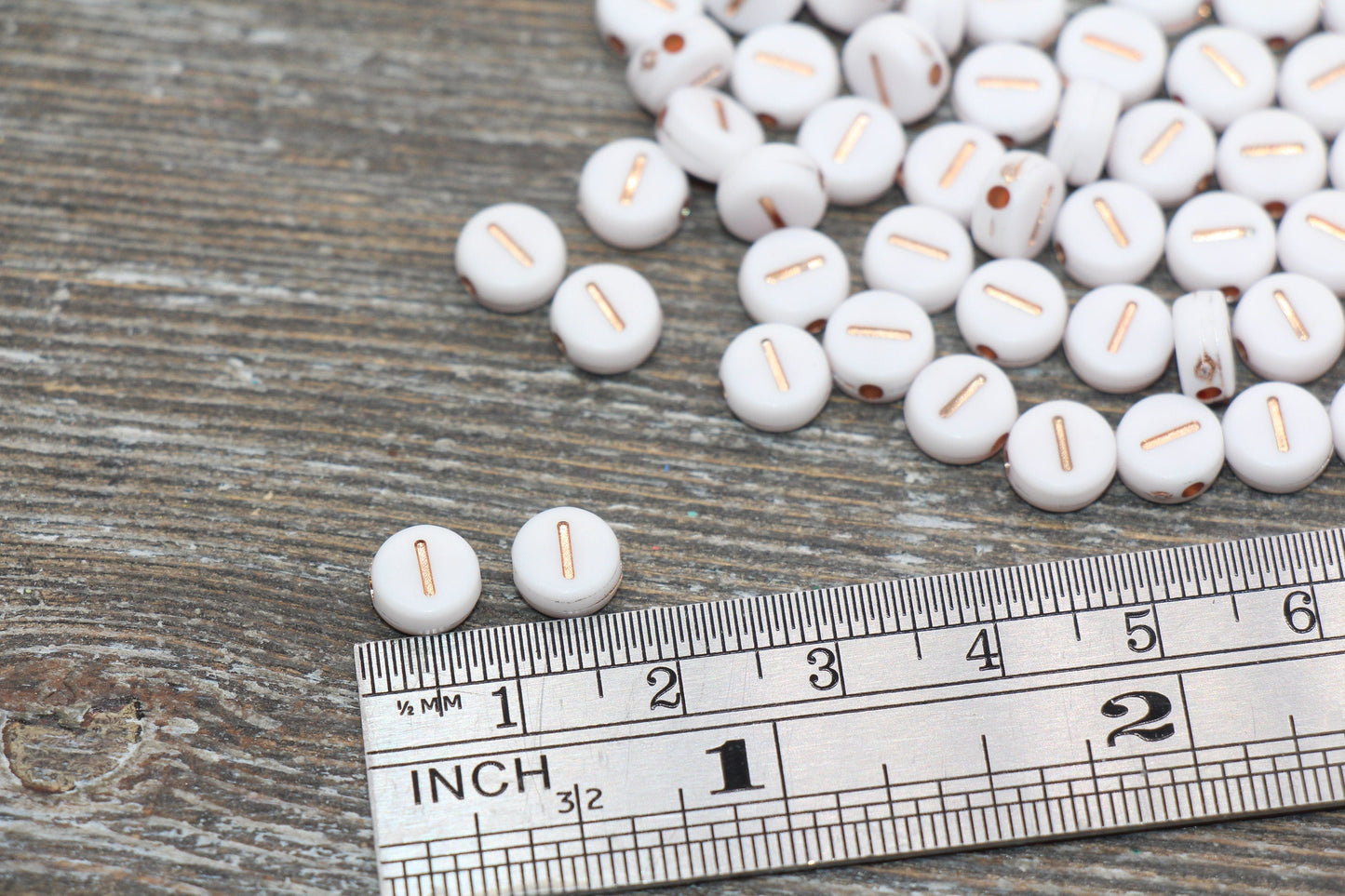 Letter I Alphabet Beads, Rose Gold Letter I Beads, Individual Letter I Beads, Acrylic Round Letter Beads, Name Initial Beads, Size 7mm