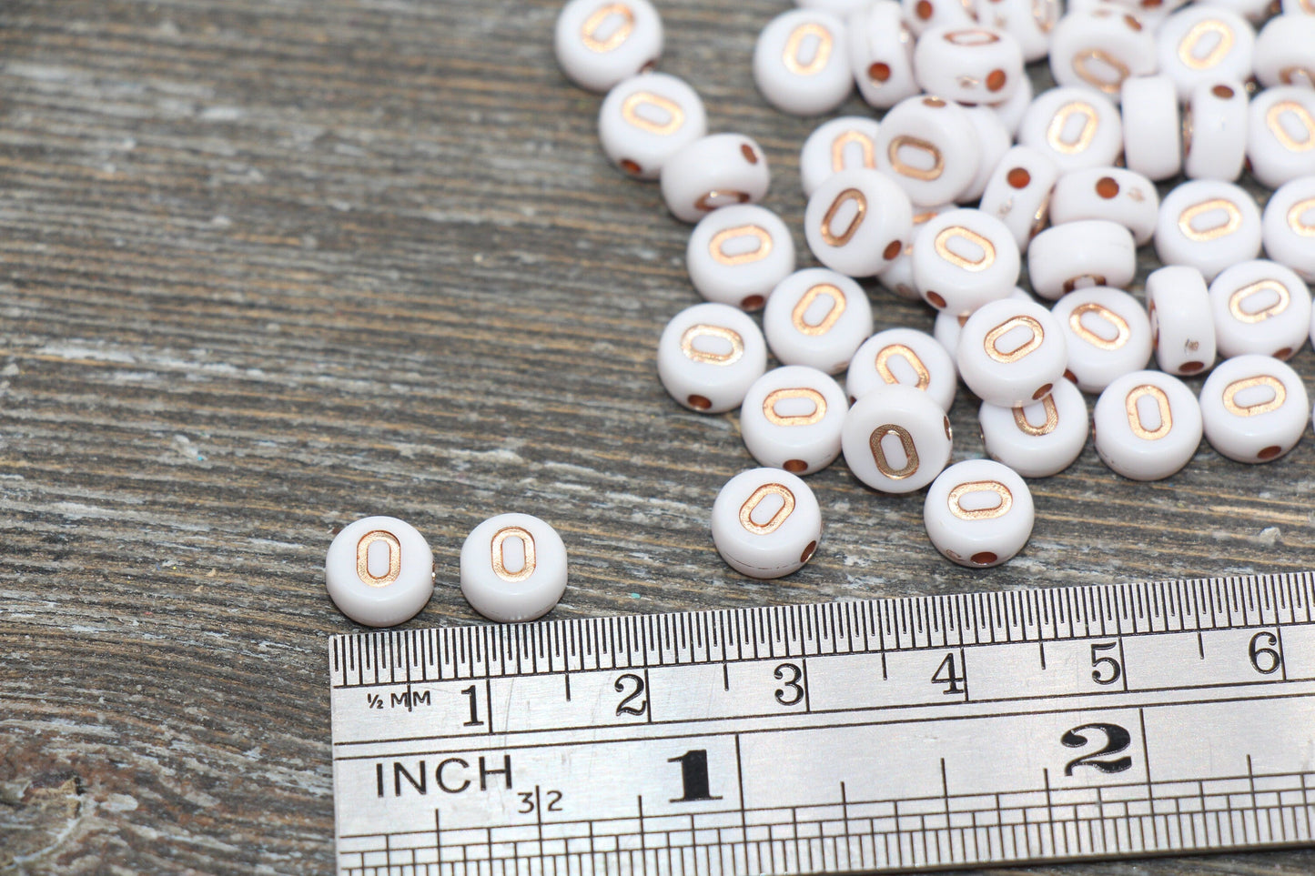 Letter O Alphabet Beads, Rose Gold Letter O Beads, Individual Letter O Beads, Acrylic Round Letter Beads, Name Initial Beads, Size 7mm