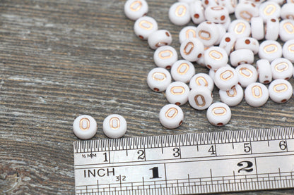 Letter O Alphabet Beads, Rose Gold Letter O Beads, Individual Letter O Beads, Acrylic Round Letter Beads, Name Initial Beads, Size 7mm