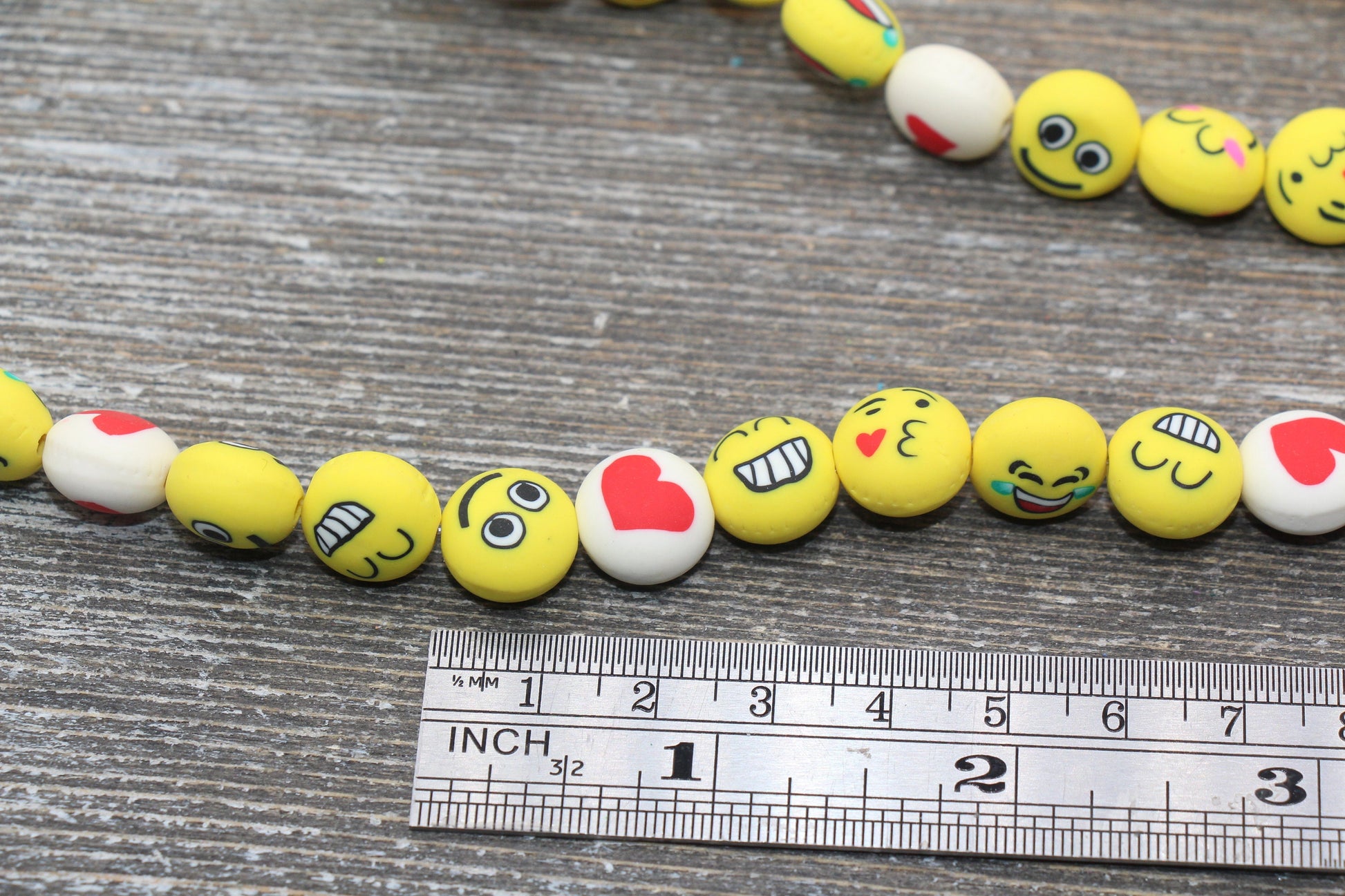 Emoji Polymer Clay Beads, Emoji Fimo Cane Beads, Assorted Emoji Beads, Smiley Face Beads, Yellow Emoji Beads, Facial Expression Beads