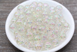 12mm Iridescent Translucent Beads with Silver Glitter, Bubblegum Plastic Beads, Sparkle Chunky Round Acrylic Beads for Jewelry Making #1837