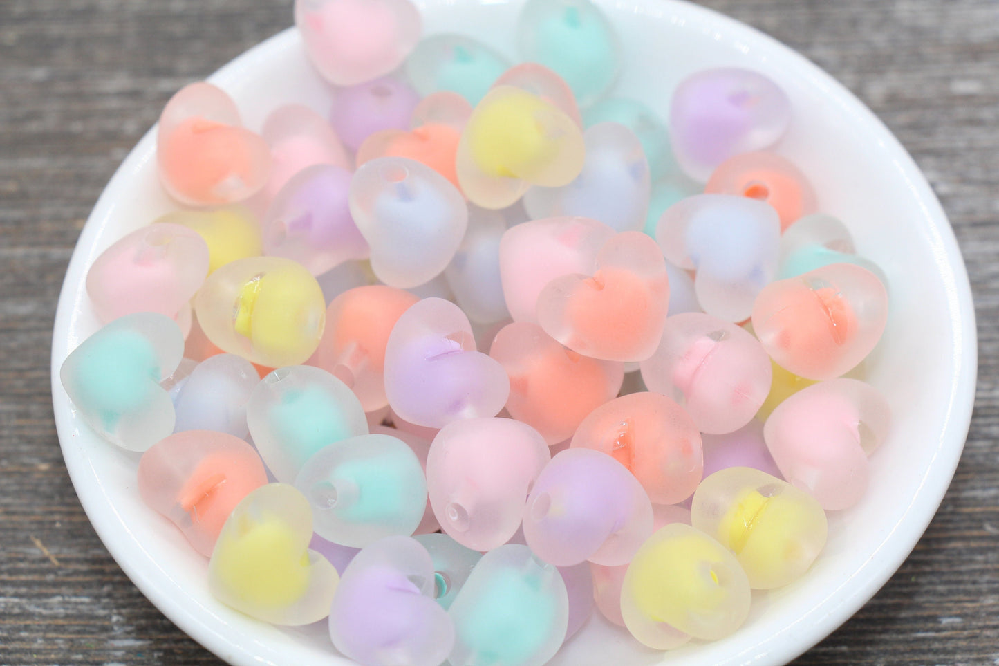 15mm Matte Heart Beads, Chunky Frosted Acrylic Heart Beads for Jewelry Making #1894