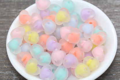 15mm Matte Heart Beads, Chunky Frosted Acrylic Heart Beads for Jewelry Making #1894