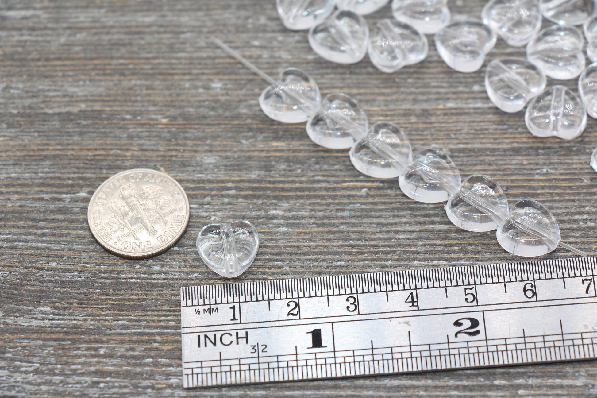Clear Heart Beads, Transparent Heart Beads for Bracelet Necklace Jewelry Making #1907