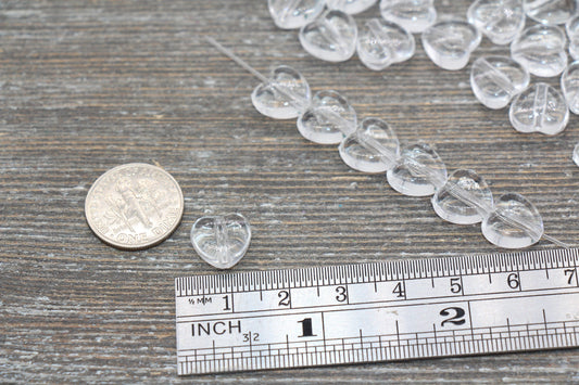 Clear Heart Beads, Transparent Heart Beads for Bracelet Necklace Jewelry Making #1907