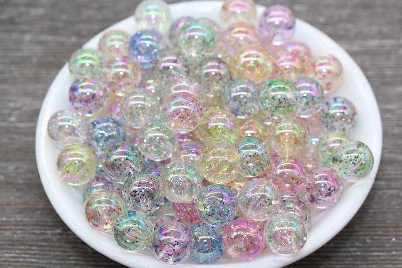 Glitter Acrylic Round Beads