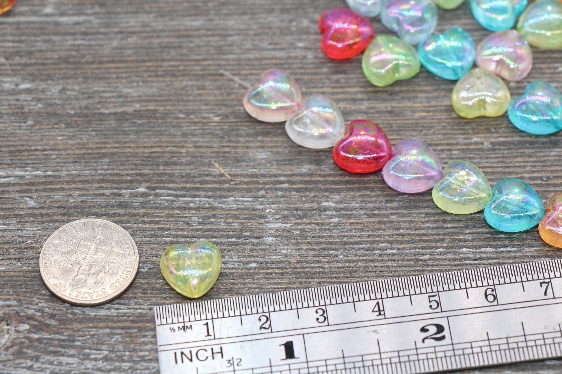 Iridescent Heart Beads, Transparent Mix Heart Beads, Multicolor Heart Beads, Acrylic Heart Beads, Bracelet Making Jewelry Finding #1911