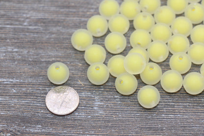 12mm Matte Yellow Round Beads, Frosted Acrylic Round Gumball Beads, Bubblegum Beads, Chunky Beads, Plastic Round Bead #1939