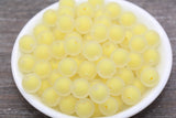 12mm Matte Yellow Round Beads, Frosted Acrylic Round Gumball Beads, Bubblegum Beads, Chunky Beads, Plastic Round Bead #1939