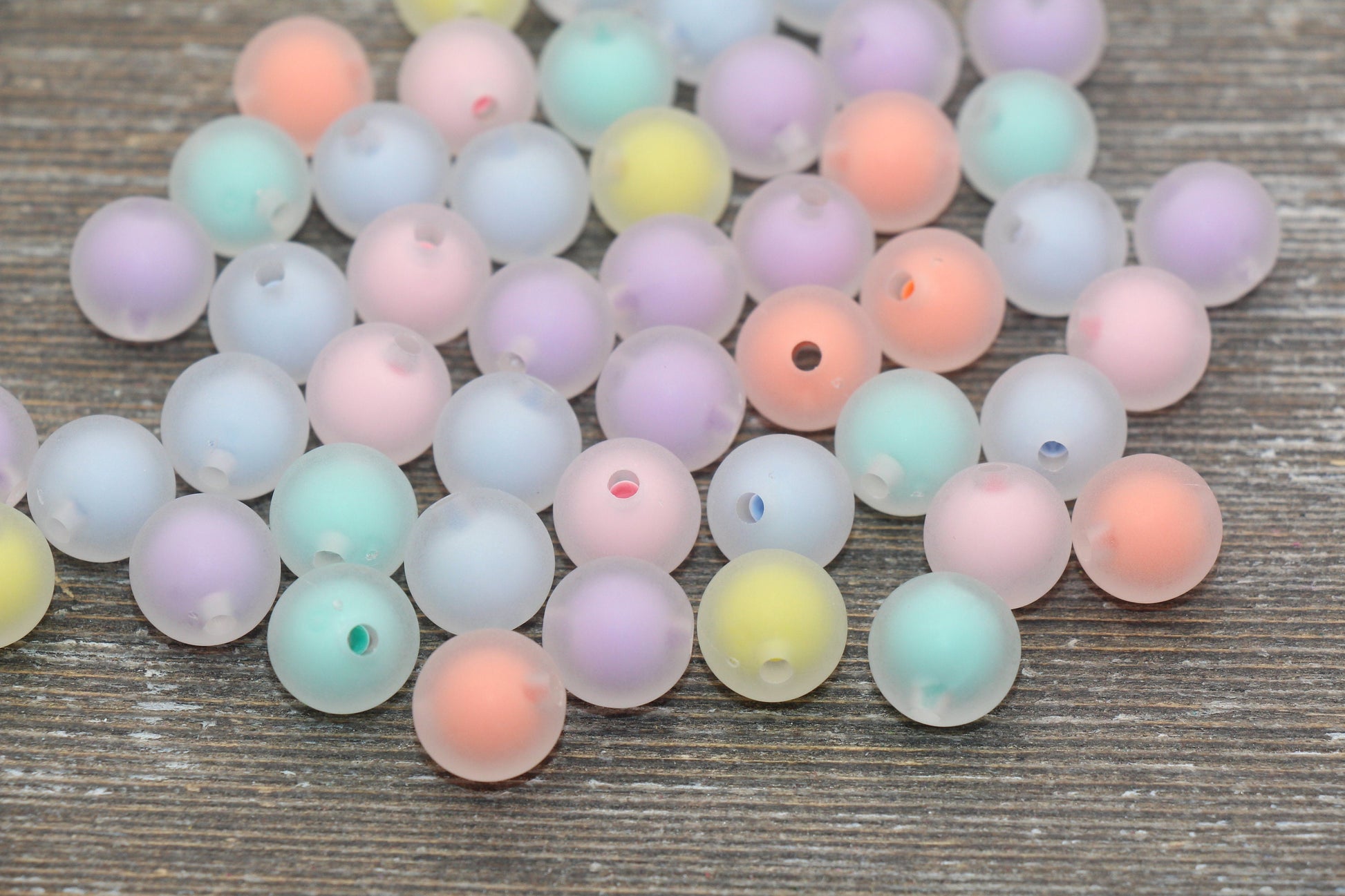 12mm Matte Multicolor Round Beads, Frosted Acrylic Round Gumball Beads, Bubblegum Beads, Chunky Beads, Plastic Round Bead #1942