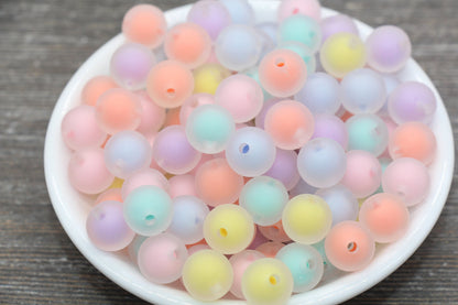 12mm Matte Multicolor Round Beads, Frosted Acrylic Round Gumball Beads, Bubblegum Beads, Chunky Beads, Plastic Round Bead #1942