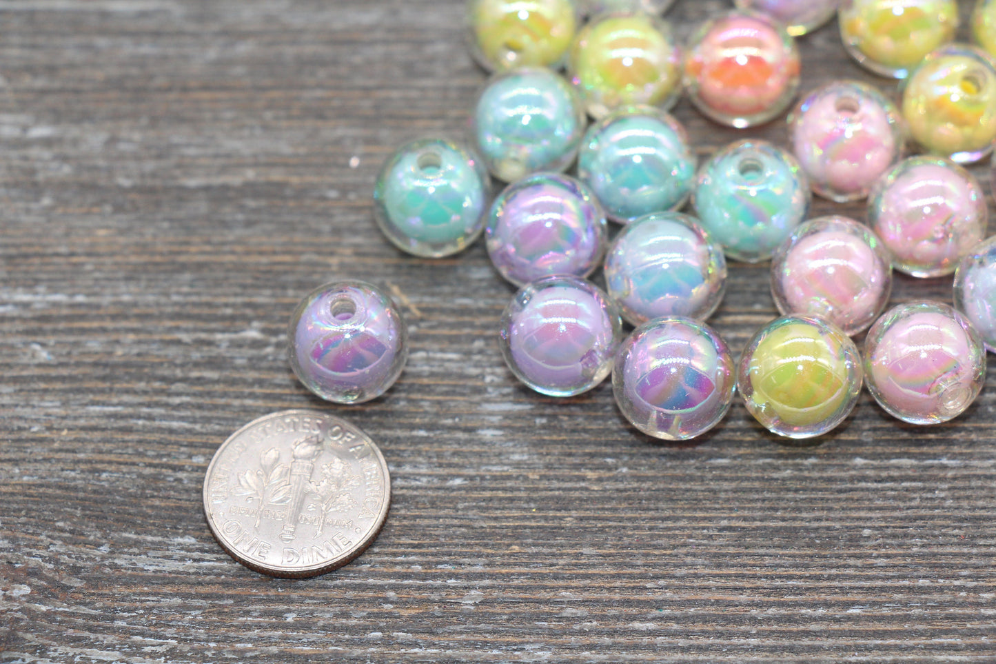 12mm Iridescent Multicolor Gumball Beads, AB Mix Round Acrylic Loose Beads, Glossy Shinny Bubblegum Beads, Chunky Beads, Round Beads #1963