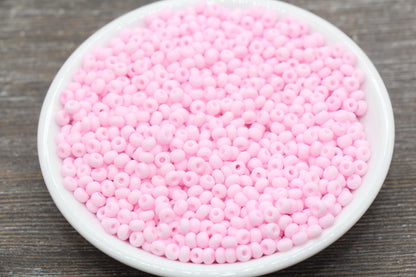 Matte Glass Seed Beads, 4mm 6/0 Glass Round Seed Beads, Pastel Pink Seed Beads, Frosted Pink Rocailles Beads, Beading Supplies #2063