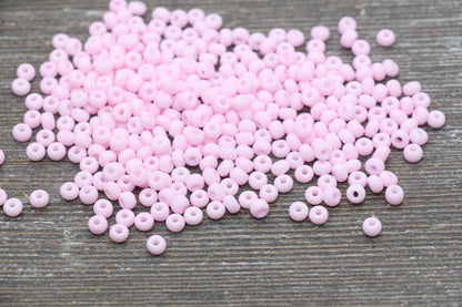 Matte Glass Seed Beads, 4mm 6/0 Glass Round Seed Beads, Pastel Pink Seed Beads, Frosted Pink Rocailles Beads, Beading Supplies #2063