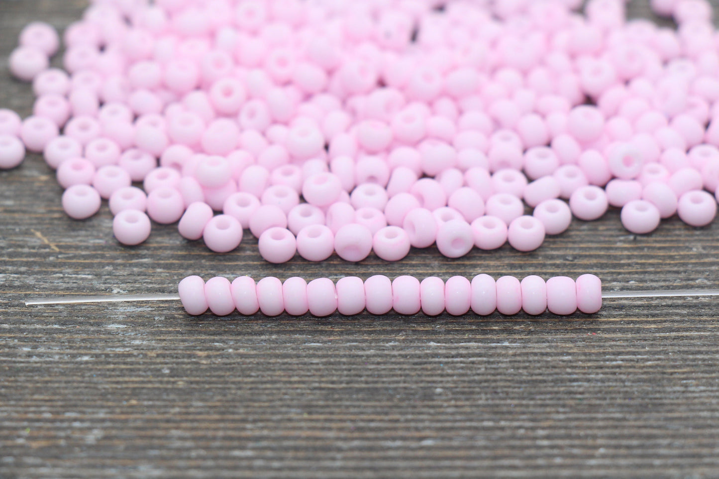 Matte Glass Seed Beads, 4mm 6/0 Glass Round Seed Beads, Pastel Pink Seed Beads, Frosted Pink Rocailles Beads, Beading Supplies #2063