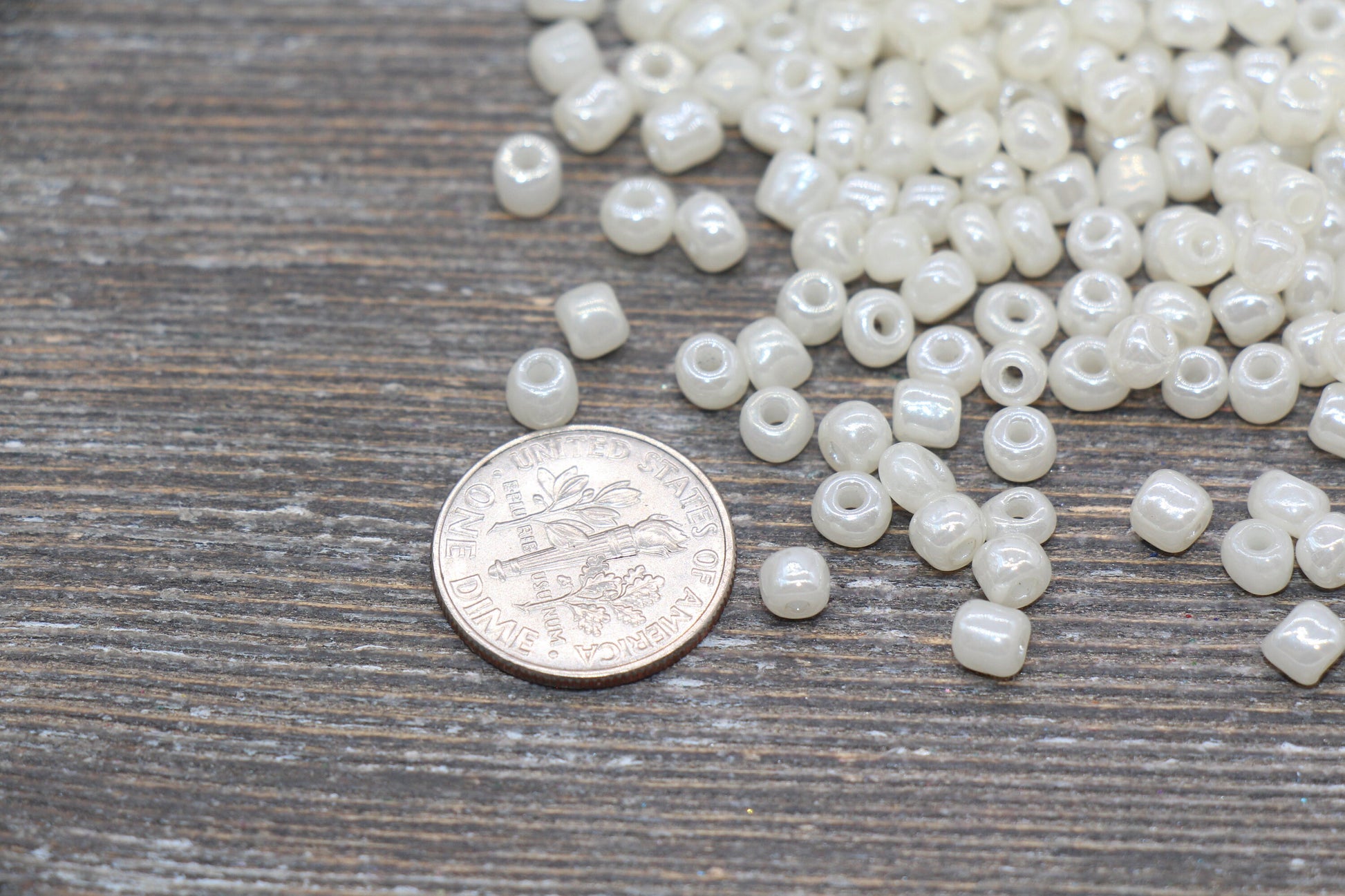 Creamy Glass Seed Beads, 4mm 6/0 Glass Round Seed Beads, Creamy Off White Seed Beads, Glossy Rocailles Beads, Beading Supplies #2069