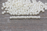 Creamy Glass Seed Beads, 4mm 6/0 Glass Round Seed Beads, Creamy Off White Seed Beads, Glossy Rocailles Beads, Beading Supplies #2069