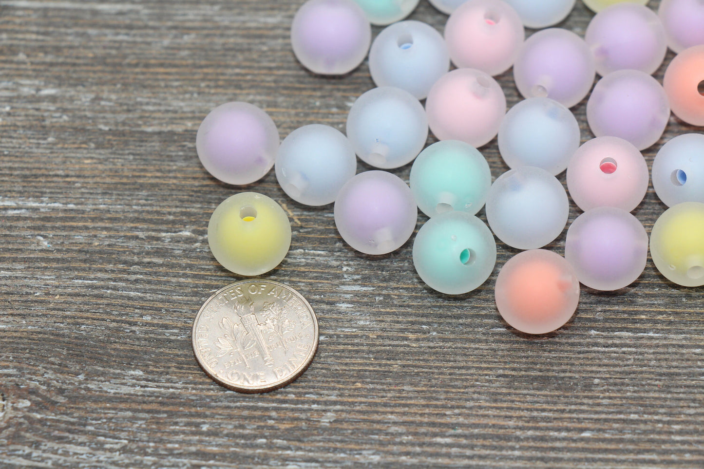 12mm Matte Multicolor Round Beads, Frosted Acrylic Round Gumball Beads, Bubblegum Beads, Chunky Beads, Plastic Round Bead #1942