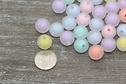 12mm Matte Multicolor Round Beads, Frosted Acrylic Round Gumball Beads, Bubblegum Beads, Chunky Beads, Plastic Round Bead #1942