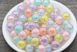 12mm Iridescent Multicolor Gumball Beads, AB Mix Round Acrylic Loose Beads, Glossy Shinny Bubblegum Beads, Chunky Beads, Round Beads #1963