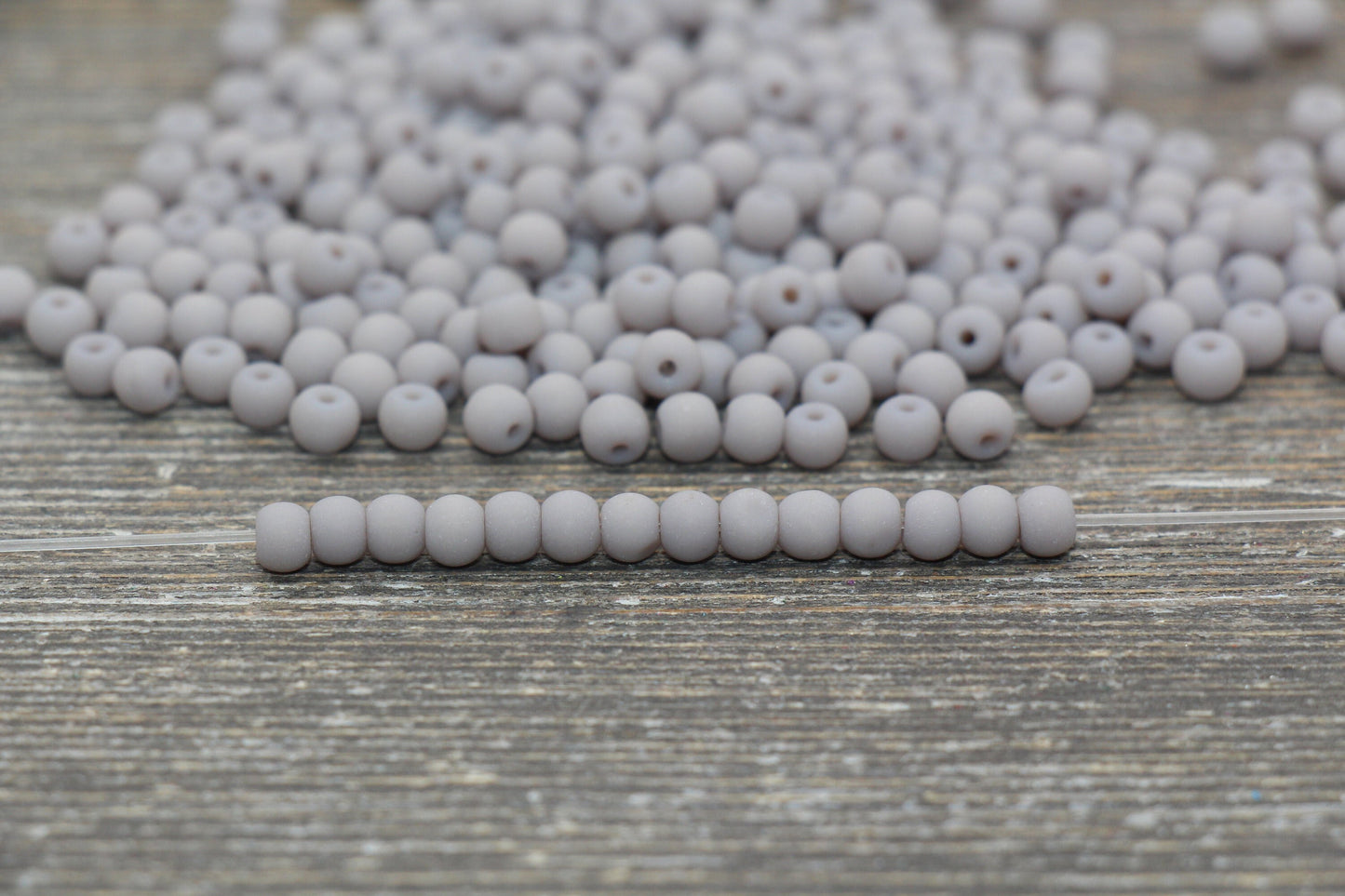 Round Matte Glass Beads, 4mm Glass Round Seed Beads, Frosted Light Gray Seed Beads, Beading Supplies #2154