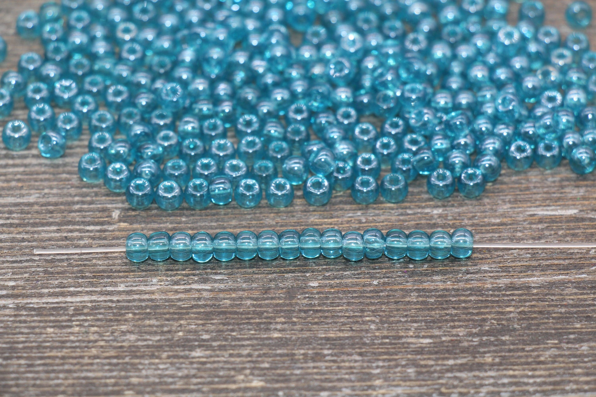 Round Transparent Blue Glass Beads, 4mm Glass Round Seed Beads, Glossy Blue Seed Beads, Beading Supplies #2173