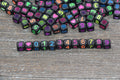6mm Black Multicolor Acrylic Cube Number Beads