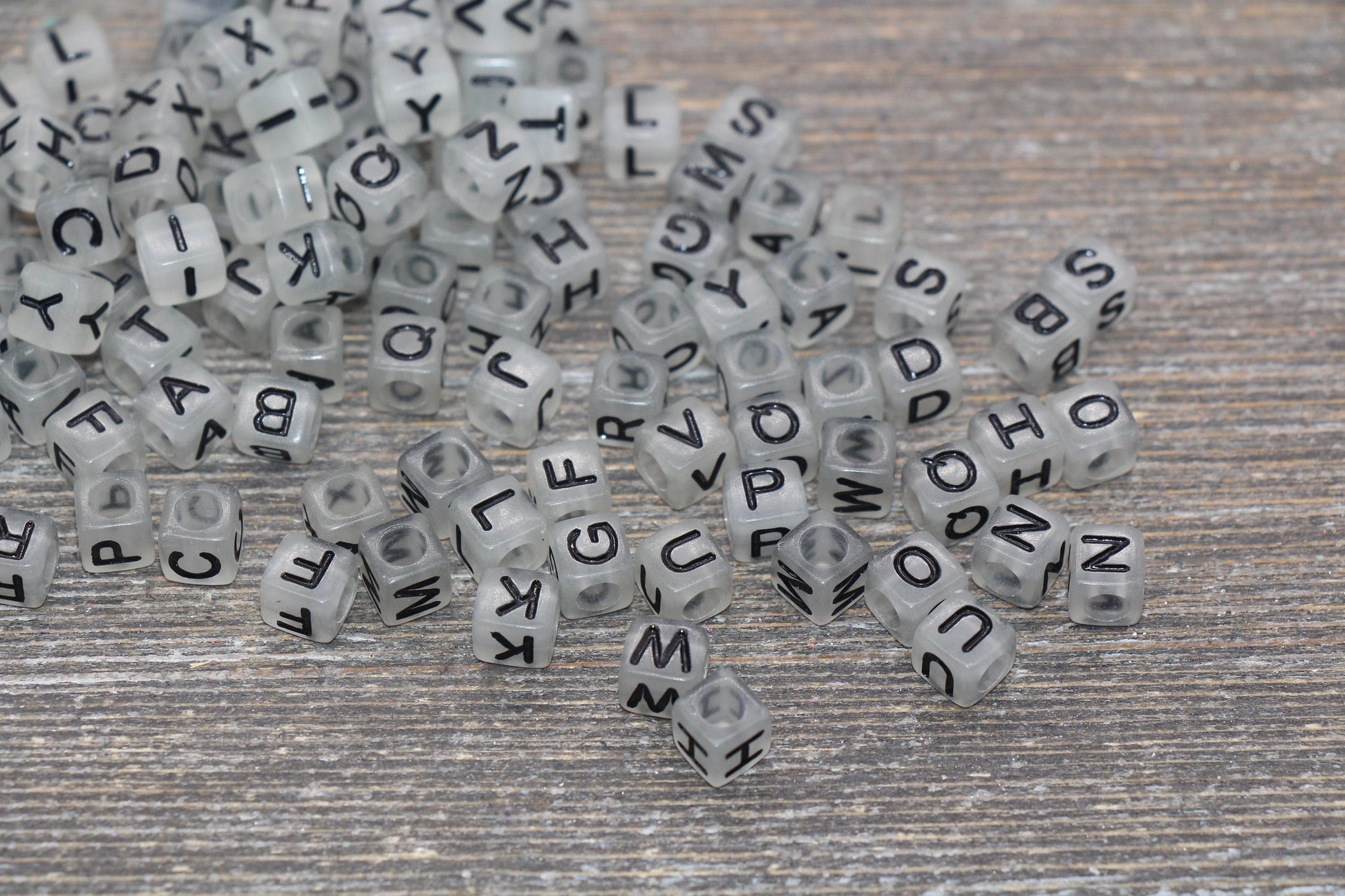 6mm Glow in the Dark Cube Alphabet Beads, Glowing Acrylic Square Letter Beads for Name Bracelet Jewelry Making #290