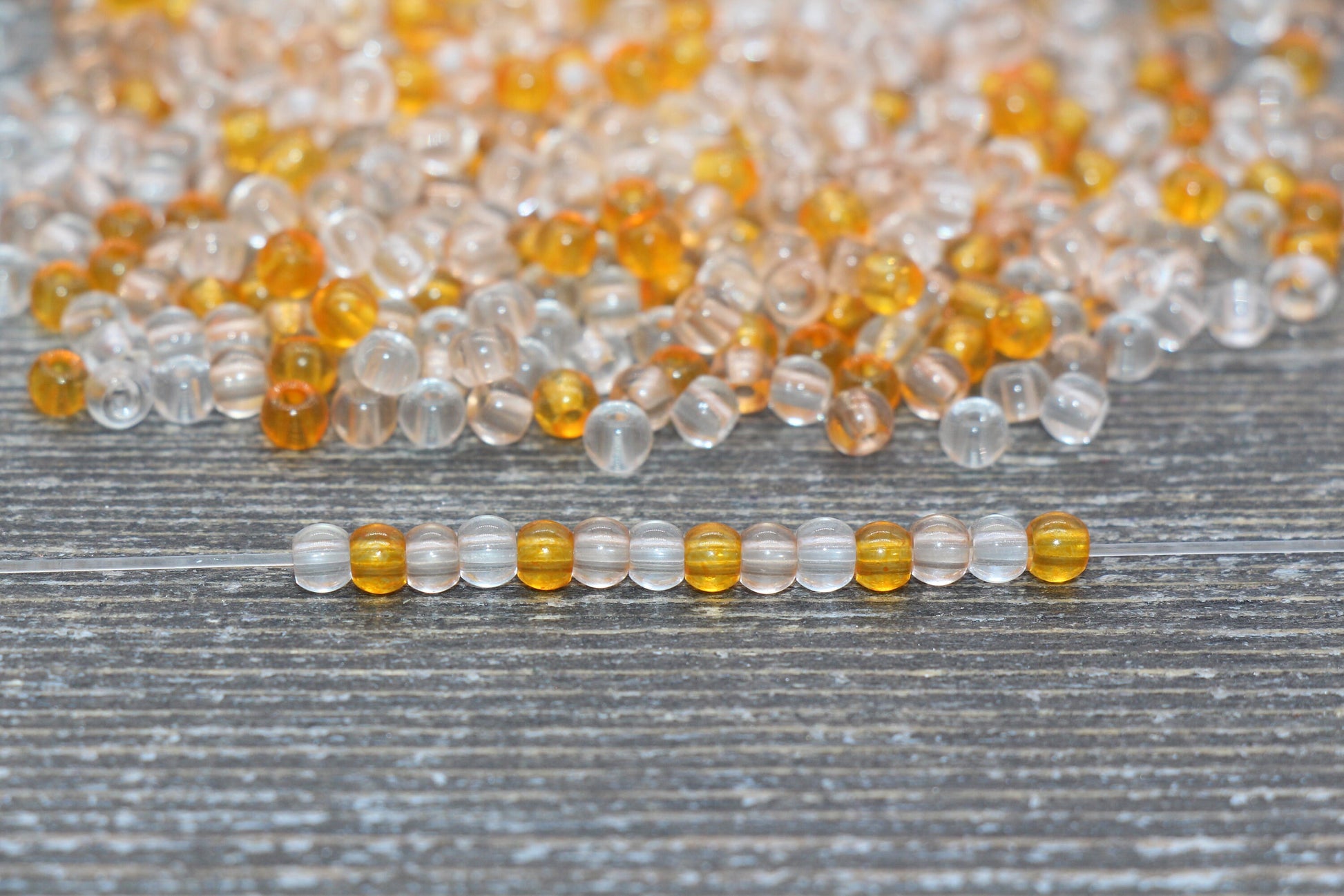 Transparent Glass Seed Beads, 4mm 6/0 Glass Round Seed Beads, Orange and White Trans Seed Beads, Rocailles Beads, Beading Supplies #2316