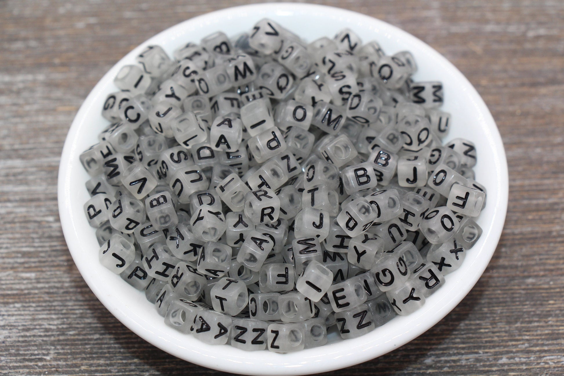 6mm Glow in the Dark Cube Alphabet Beads, Glowing Acrylic Square Letter Beads for Name Bracelet Jewelry Making #290