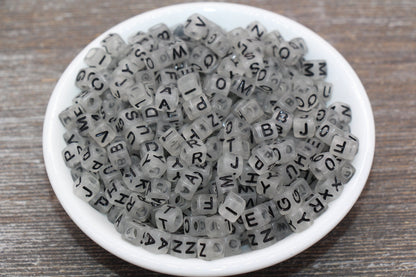 6mm Glow in the Dark Cube Alphabet Beads, Glowing Acrylic Square Letter Beads for Name Bracelet Jewelry Making #290