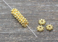 18K Daisy Spacer Beads, Gold or Silver Spacer Beads, Daisy Gold Beads, Size 4mm 6mm