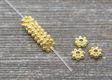18K Daisy Spacer Beads, Gold or Silver Spacer Beads, Daisy Gold Beads, Size 4mm 6mm