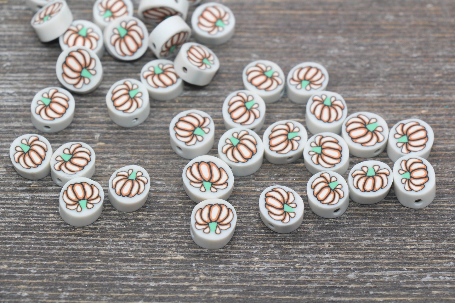 Pumpkin Beads, Fall Harvest Polymer Clay Beads, Halloween Pumpkin Clay Beads, Bracelet Beads, Kids Craft Beads #117