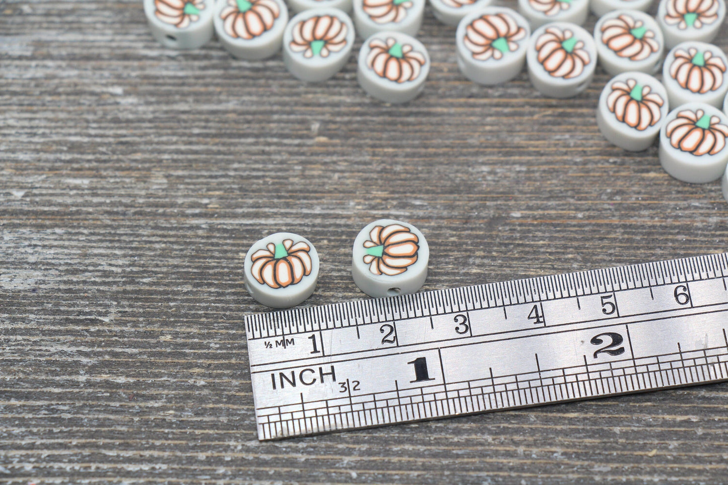 Pumpkin Beads, Fall Harvest Polymer Clay Beads, Halloween Pumpkin Clay Beads, Bracelet Beads, Kids Craft Beads #117